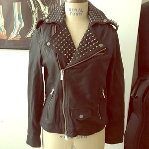 MUUBAA Black Studded Leather Jacket w tags